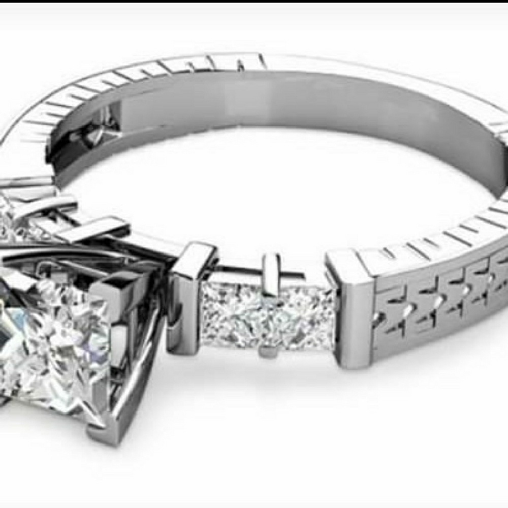 0.95CT Princess Cut Diamonds Engagement Ring